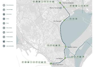 illustrazione planimetrica canale navigabile con fermate